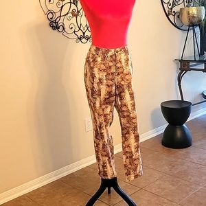 Brown and white snake print pants